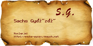 Sachs Győző névjegykártya